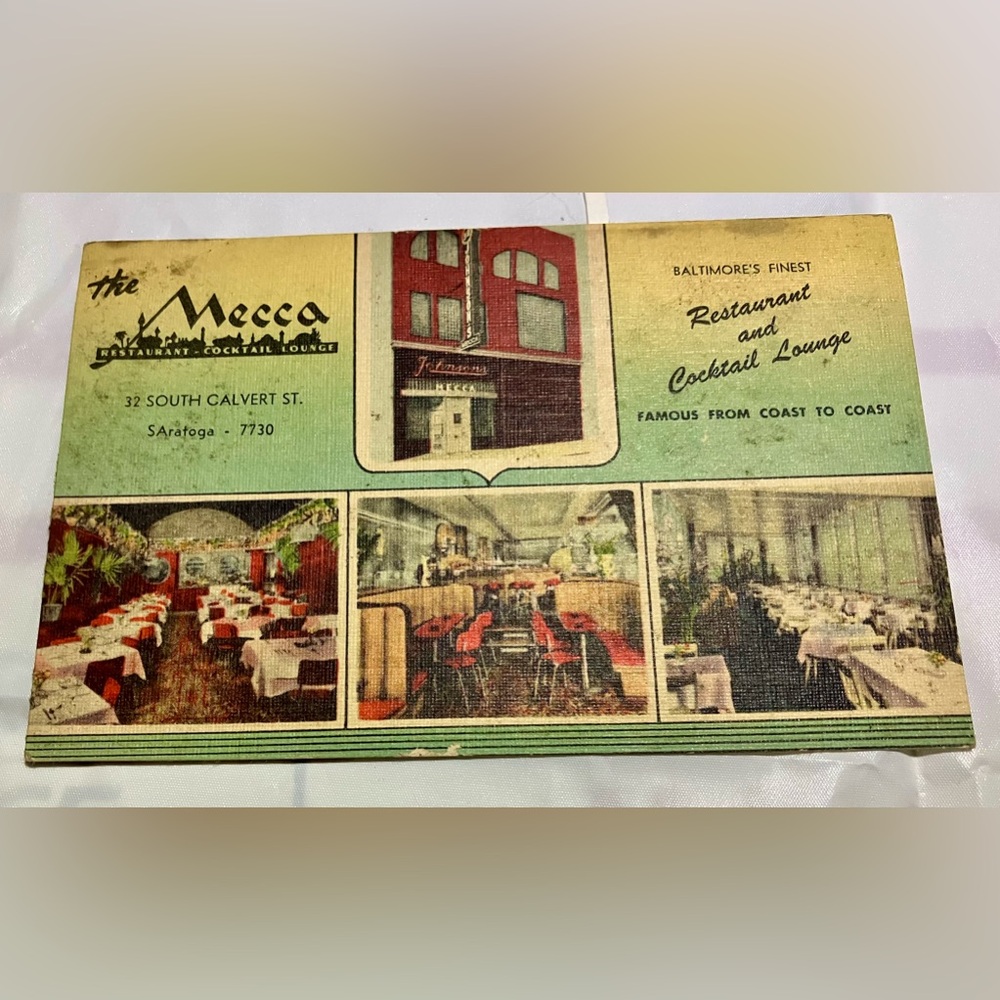 Vintage postcard the Mecca Baltimore’s finest restaurant and cocktail loungel
